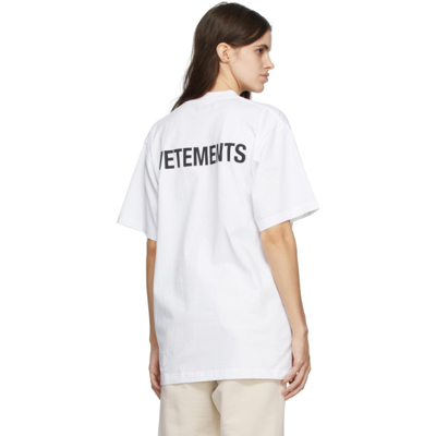 Shop Vetements White Iconic Logo T-shirt