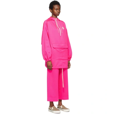 Shop Gucci Pink Jersey Hoodie In 5378 Pinkfluo