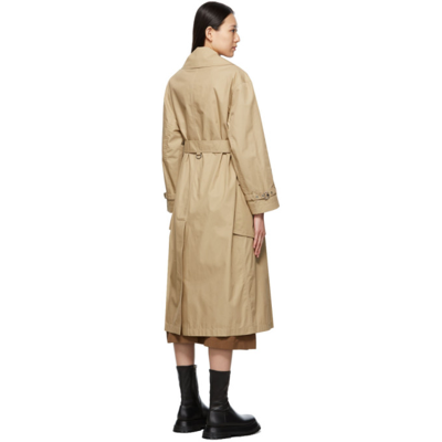 Shop Burberry Beige Cotton Pocket Laxton Trench Coat In Honey