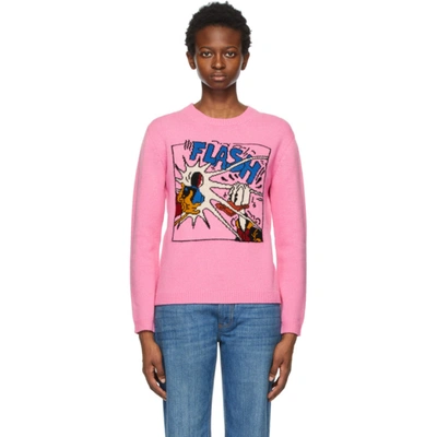 Shop Gucci Pink Disney Edition 'flash' Donald Duck Sweater In 5152 Pink