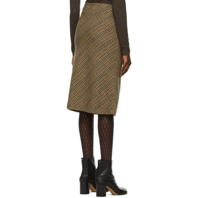 Shop Maison Margiela Beige Wool Houndstooth Straight Skirt In 001f Brown Chevron
