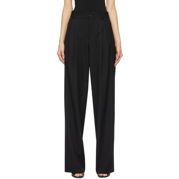 Saint Laurent High Waisted Wide Leg Pant in Black