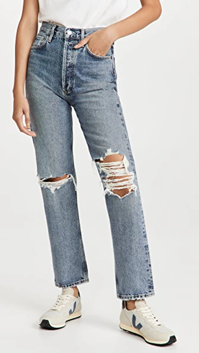 Shop Agolde '90s Pinch Waist High Rise Straight Jeans In Backdrop