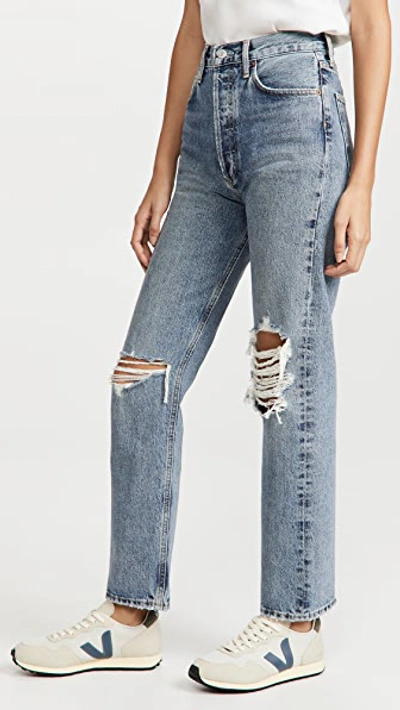 Shop Agolde '90s Pinch Waist High Rise Straight Jeans In Backdrop