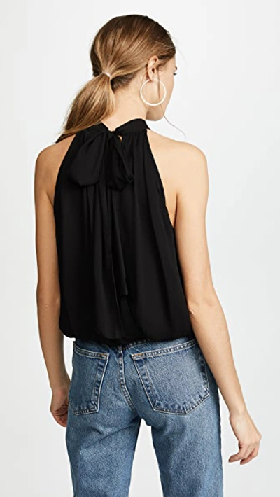 Alice And Olivia Maris Halter-neck Gathered Top In Black