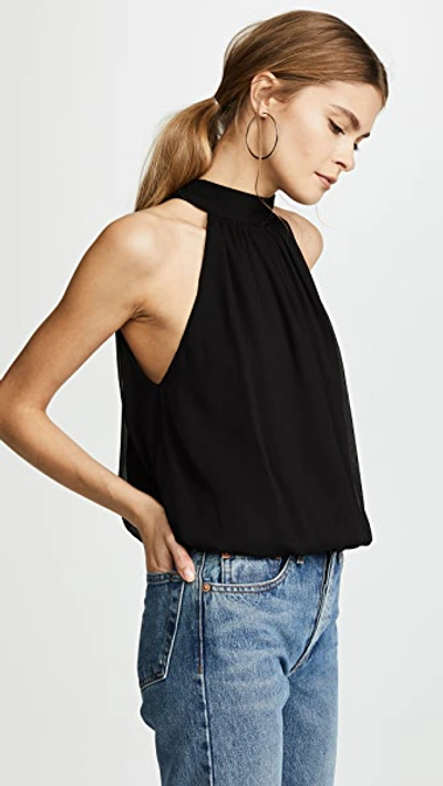 Alice And Olivia Maris Halter-neck Gathered Top In Black