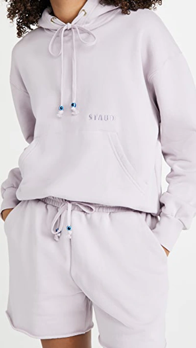 Shop Staud Hooded Sweatshirt In Lavender