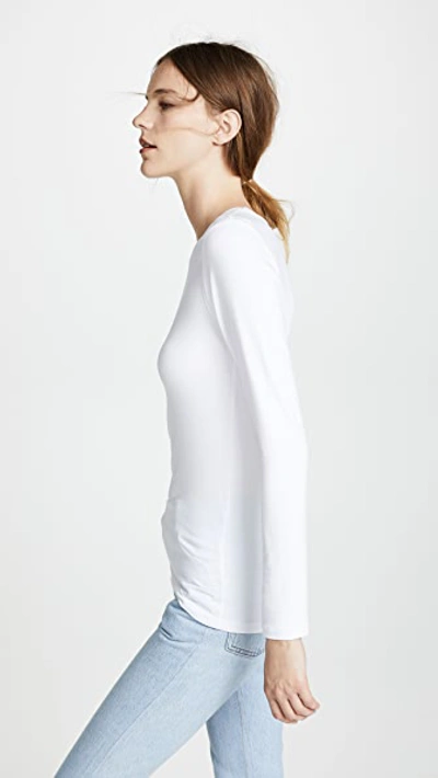 L Agence Tess Long Sleeve Stretch Jersey Top In White