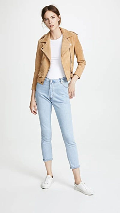 L Agence Tess Long Sleeve Stretch Jersey Top In White