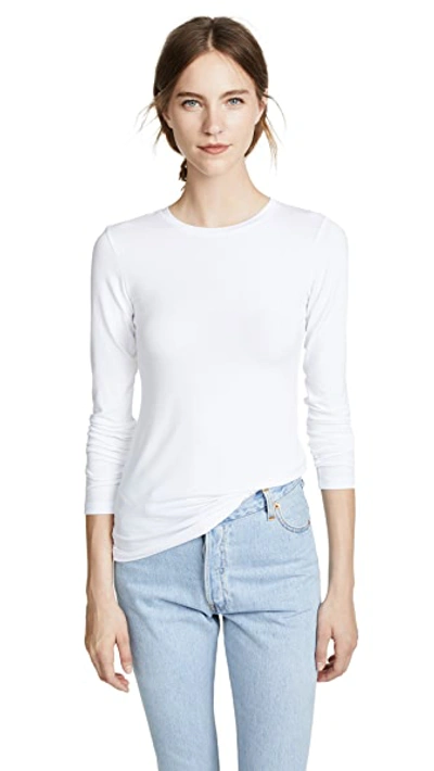 L Agence Tess Long Sleeve Stretch Jersey Top In White