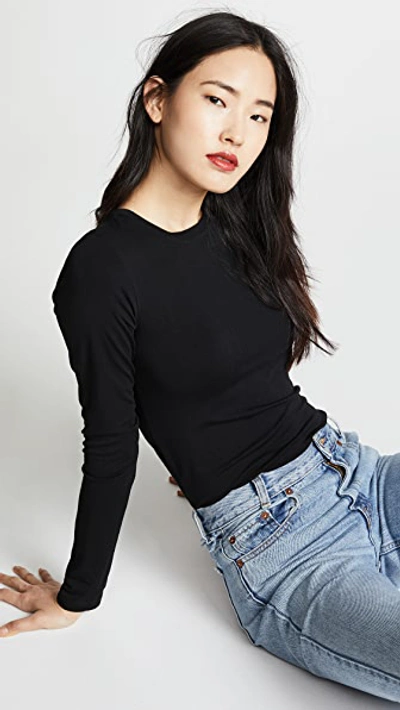 L Agence Tess Long Sleeve Stretch Jersey Top In Black