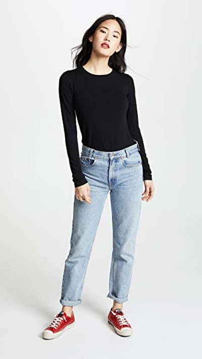 L Agence Tess Long Sleeve Stretch Jersey Top In Black