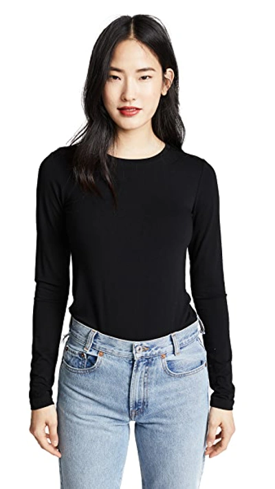 L Agence Tess Long Sleeve Stretch Jersey Top In Black