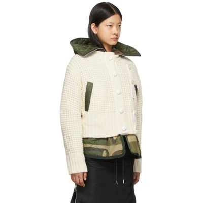 Shop Sacai White & Khaki Kaws Edition Wool Blouson Jacket In Camouflage