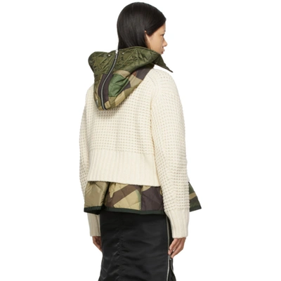 Shop Sacai White & Khaki Kaws Edition Wool Blouson Jacket In Camouflage