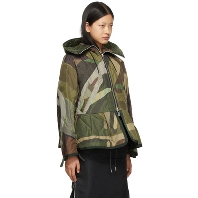 Shop Sacai White & Khaki Kaws Edition Wool Blouson Jacket In Camouflage