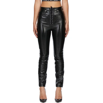 Shop Dolce & Gabbana Black Coated Lace-up Trousers In N0000 Black