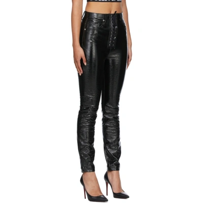 Shop Dolce & Gabbana Black Coated Lace-up Trousers In N0000 Black