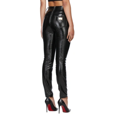 Shop Dolce & Gabbana Black Coated Lace-up Trousers In N0000 Black