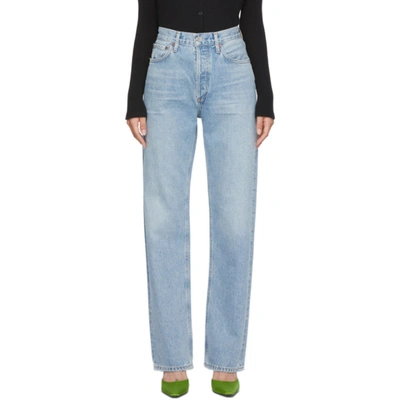 Shop Agolde Blue Lana Mid-rise Vintage Straight Jeans In Riptide