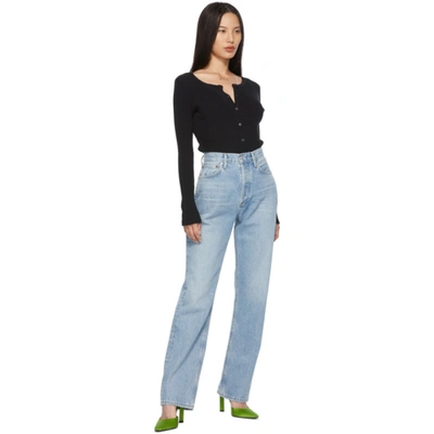Shop Agolde Blue Lana Mid-rise Vintage Straight Jeans In Riptide