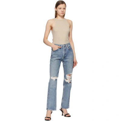 Shop Agolde Blue Lana Mid-rise Vintage Straight Jeans In Backdrop