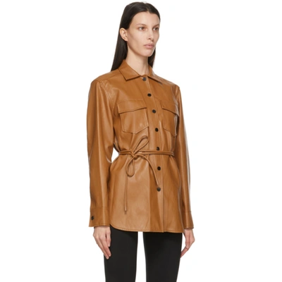 Shop Lvir Brown Faux-leather Oversized Belted Shirt In Camel