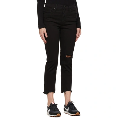 Shop Levi's Black 724 High-rise Straight Cropped Jeans In Black Pixel