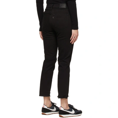 Shop Levi's Black 724 High-rise Straight Cropped Jeans In Black Pixel