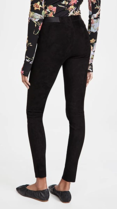 Alice And Olivia Front Zip Suede Leggings In Black