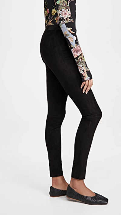 Alice And Olivia Front Zip Suede Leggings In Black