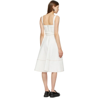 Shop Alexander Mcqueen Off-white Denim '50s Dress In 9015 Ivory