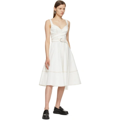 Shop Alexander Mcqueen Off-white Denim '50s Dress In 9015 Ivory