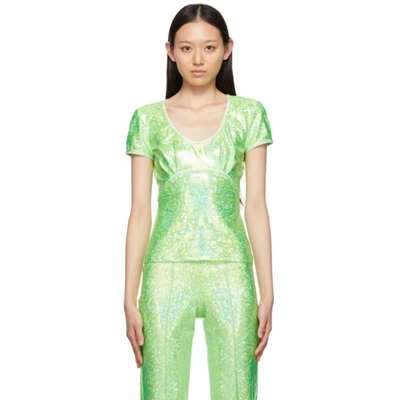 Saks Potts Womens Fluo Green Shimmer Saya Metallic Stretch-jersey Top L |  ModeSens