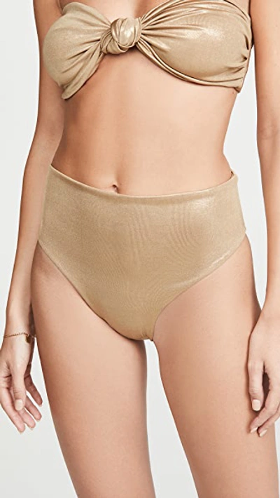 Shop Sara Cristina Flirtatious High Waisted Bikini Bottoms In Gold