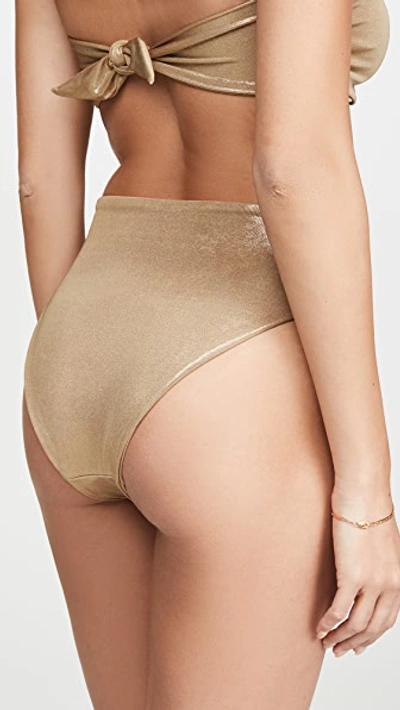 Shop Sara Cristina Flirtatious High Waisted Bikini Bottoms In Gold