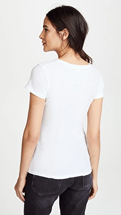 James Perse Casual V Neck Tee With Reverse Binding In White