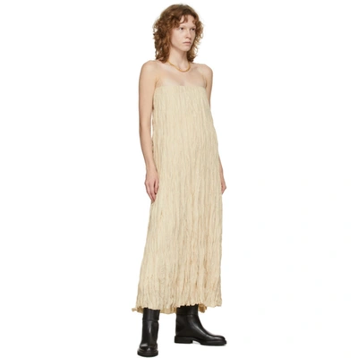 Shop Totême Beige Silk Crinkled Slip Dress In Cava