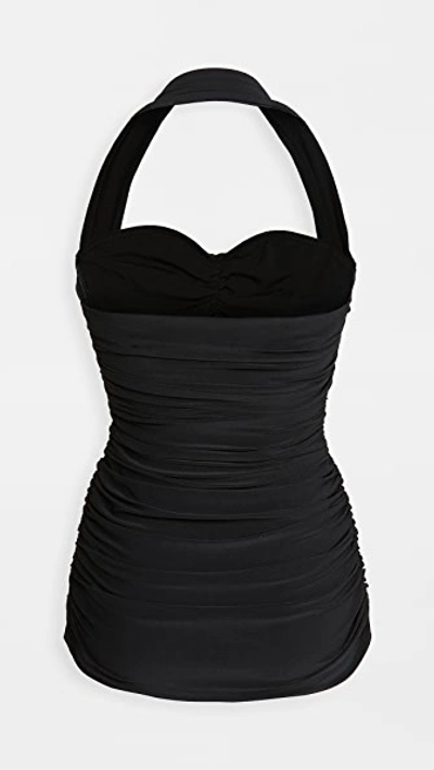Norma Kamali Bill Mio Shirred Halter One-piece Swimsuit In Black