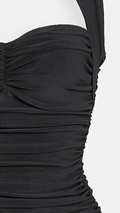 Norma Kamali Bill Mio Shirred Halter One-piece Swimsuit In Black