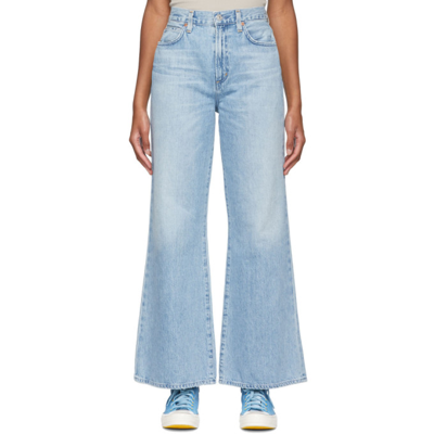 Shop Citizens Of Humanity Blue Rosanna Wide Leg Jeans In Horizon Blue