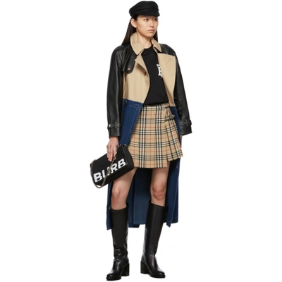 Shop Burberry Multicolor Paneled Trench Coat In Midnight Navy Ip Pat