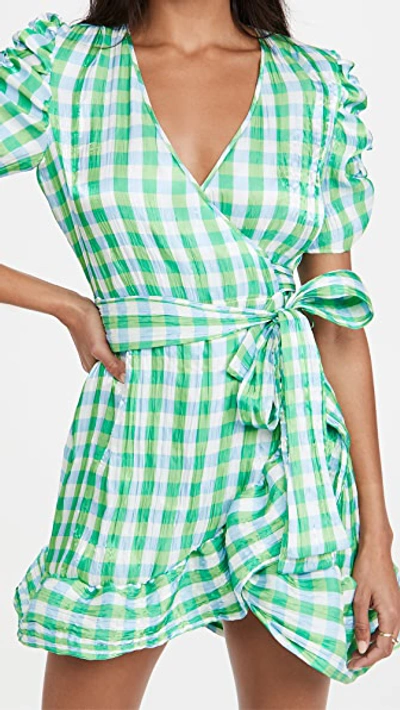 Shop Tanya Taylor Natasha Dress In Green/halogen Multi Gingham