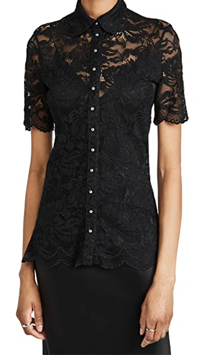 Shop Paco Rabanne Lace Blouse In Black