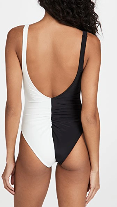 Shop Solid & Striped The Lucia One Piece In Blackout/marshmallow