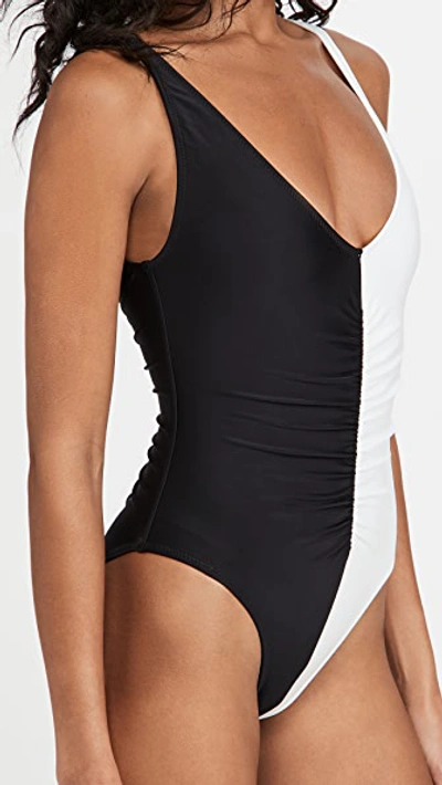 Shop Solid & Striped The Lucia One Piece In Blackout/marshmallow