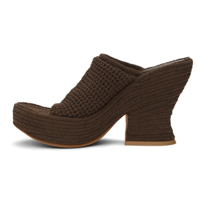Shop Bottega Veneta Brown Knit Wedge Sandals In 2059 Ebony