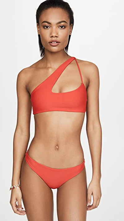 Shop Mikoh Queensland Bikini Top In Fiery Red