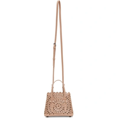 Shop Alaïa Beige Micro Mina 16 Top Handle Bag In 124 Sand