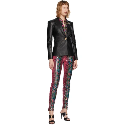 Shop Versace Pink Snake Legging Trousers In 5l020 Pink